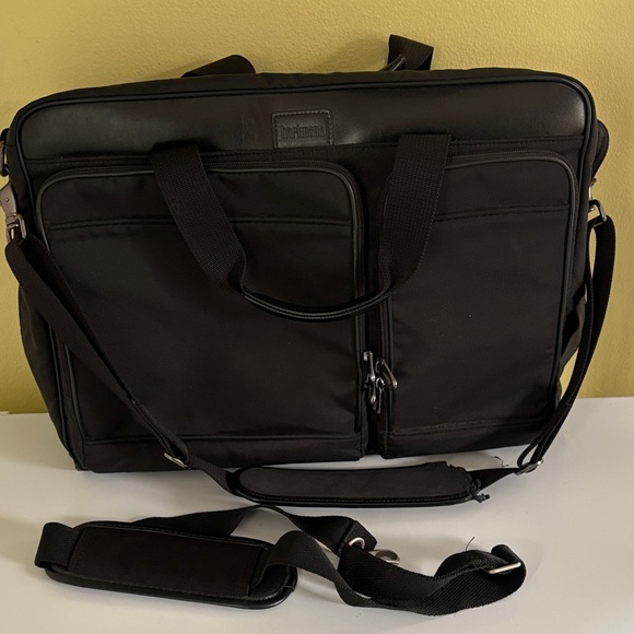 Hartmann Black Ballistic Nylon and Leather Briefcase Laptop Travel Bag READ - Picture 1 of 16